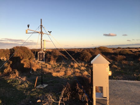 Airborne microplastic sampling under way at Kaitorete Spit in Canterbury, New Zealand.