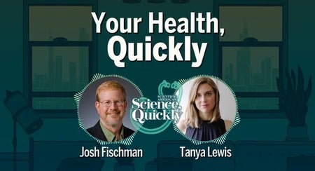 Man and woman's photographs each in a bubble on a green background with "Your Health, Quickly" title